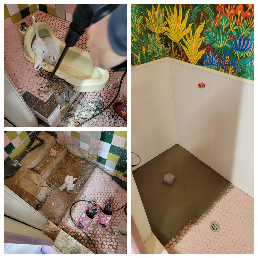 事務所のトイレ解体の様子