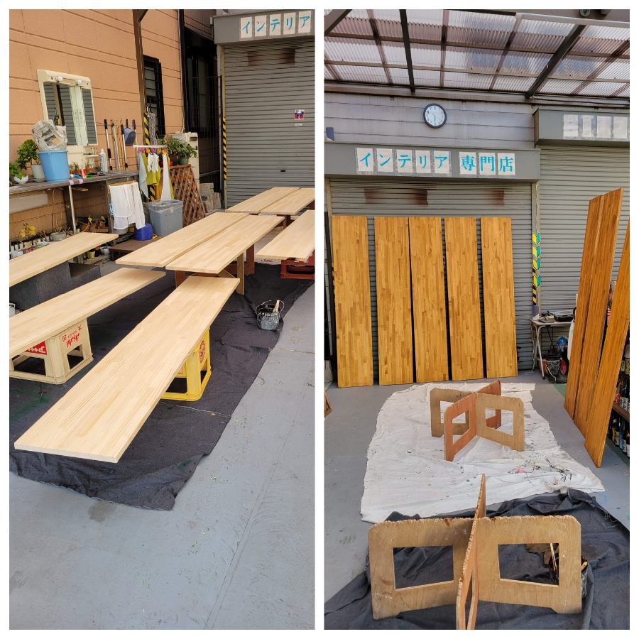 材料のペンキ塗り